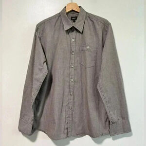 Max Brown & White Micro Gingham Long Sleeve Shirt - Men’s L